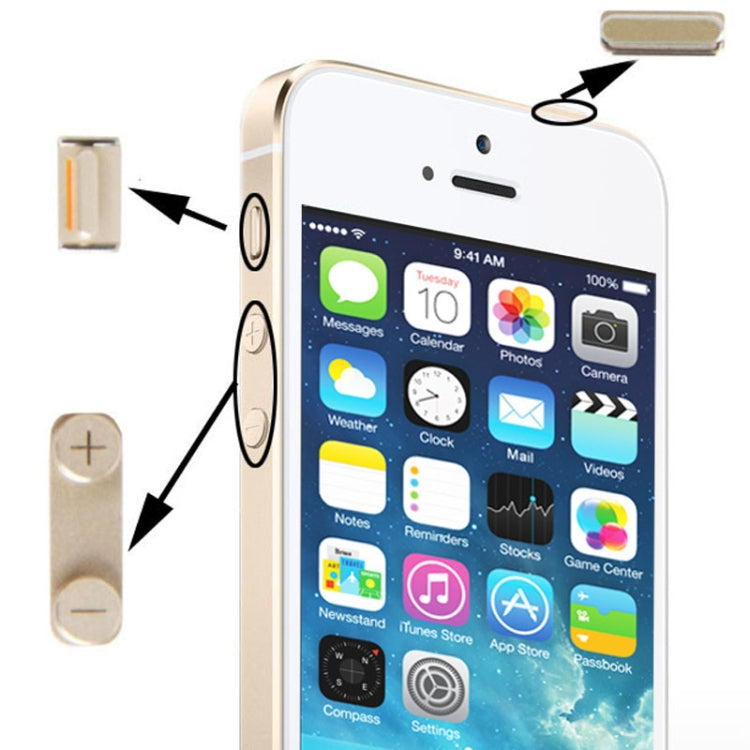 Original 3 in 1 Alloy Material (Mute Button + Power Button + Volume Button) for iPhone 5S, Golden(Gold) - iPhone 5 Parts by PMC Jewellery | Online Shopping South Africa | PMC Jewellery | Buy Now Pay Later Mobicred