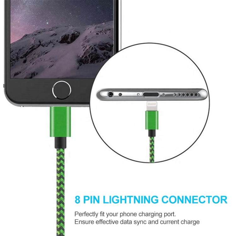 2m Woven Style 8 Pin to USB Sync Data / Charging Cable(Green) - Normal Style Cable by PMC Jewellery | Online Shopping South Africa | PMC Jewellery | Buy Now Pay Later Mobicred