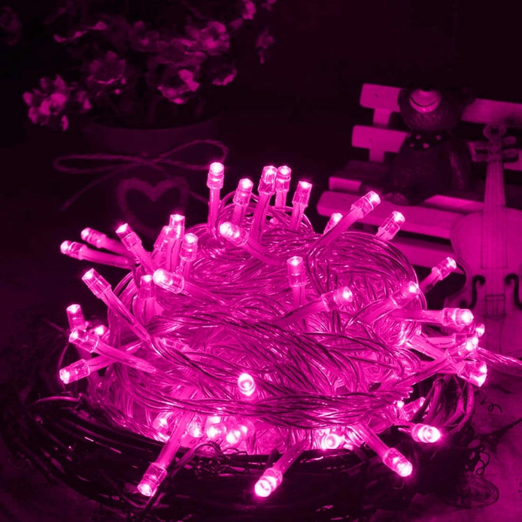 Waterproof  String Light, Length: 10m, 100 LED, Flashing / Fading / Chasing Effect, with Controller, AC 220V, EU Plug(Pink Light) - Holiday Lights by PMC TechLife | Online Shopping South Africa | PMC TechLife | Buy Now Pay Later Mobicred