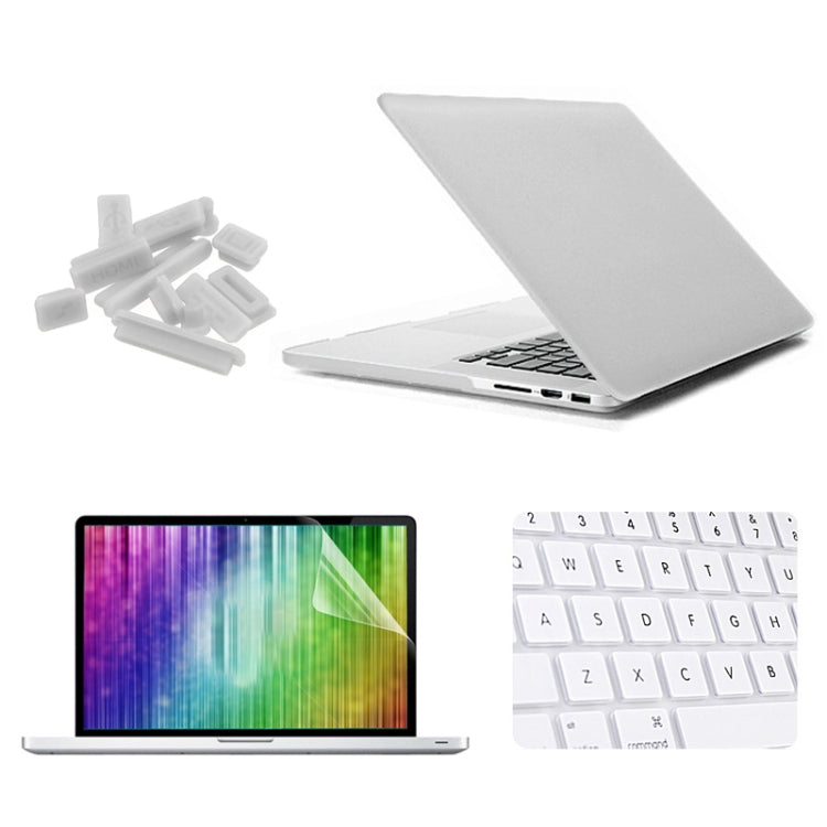 ENKAY for MacBook Pro Retina 13.3 inch (US Version) / A1425 / A1502 4 in 1 Frosted Hard Shell Plastic Protective Case with Screen Protector & Keyboard Guard & Anti-dust Plugs(White) - MacBook Pro Cases by ENKAY | Online Shopping South Africa | PMC Jewellery | Buy Now Pay Later Mobicred