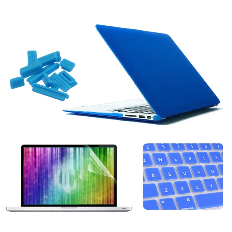 ENKAY for MacBook Air 11.6 inch (US Version) / A1370 / A1465 4 in 1 Frosted Hard Shell Plastic Protective Case with Screen Protector & Keyboard Guard & Anti-dust Plugs(Dark Blue) - MacBook Air Cases by ENKAY | Online Shopping South Africa | PMC Jewellery | Buy Now Pay Later Mobicred