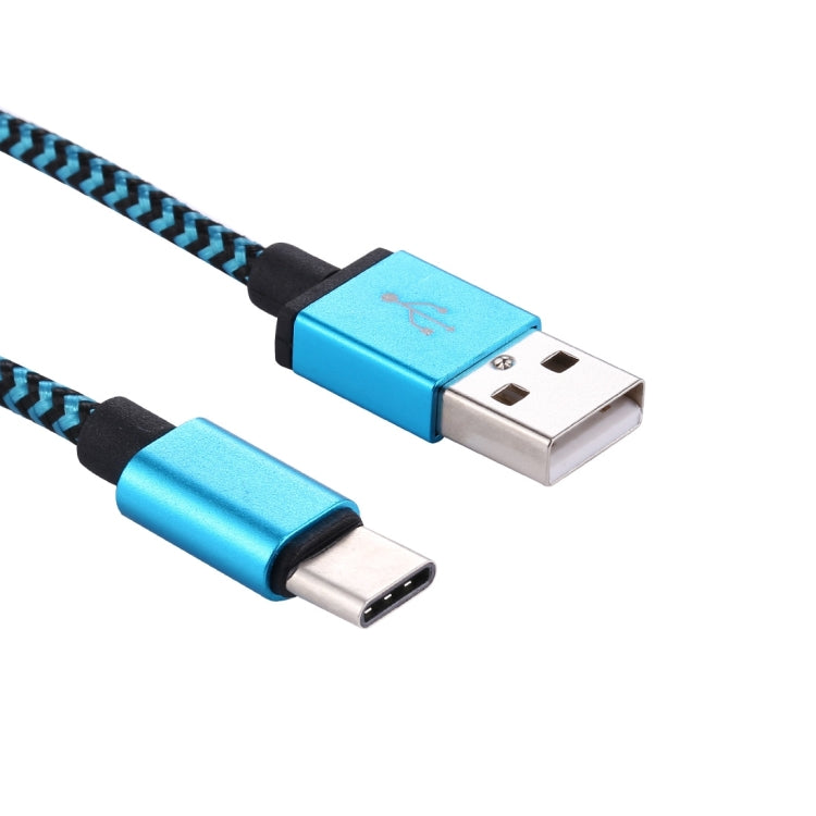 1m Woven Style USB-C / Type-C 3.1 to USB 2.0 Data Sync Charge Cable(Blue) - USB-C & Type-C Cable by PMC TechLife | Online Shopping South Africa | PMC TechLife | Buy Now Pay Later Mobicred
