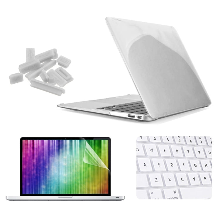 ENKAY for MacBook Air 11.6 inch (US Version) / A1370 / A1465 4 in 1 Crystal Hard Shell Plastic Protective Case with Screen Protector & Keyboard Guard & Anti-dust Plugs(White) - MacBook Air Cases by ENKAY | Online Shopping South Africa | PMC Jewellery | Buy Now Pay Later Mobicred