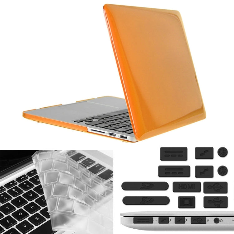 ENKAY for Macbook Pro Retina 15.4 inch (US Version) / A1398 Hat-Prince 3 in 1 Crystal Hard Shell Plastic Protective Case with Keyboard Guard & Port Dust Plug(Orange) - MacBook Pro Cases by ENKAY | Online Shopping South Africa | PMC Jewellery | Buy Now Pay Later Mobicred