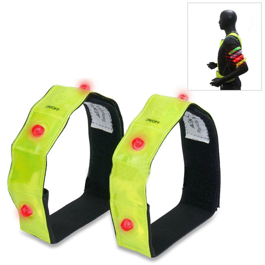 2 PCS 4 LED Lights Safety Run Reflective Arm / Leg Bands(Yellow) - Wristbands by PMC Jewellery | Online Shopping South Africa | PMC Jewellery | Buy Now Pay Later Mobicred