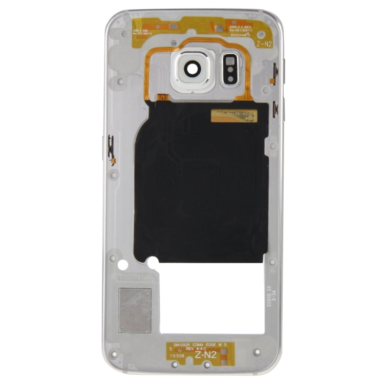 For Galaxy S6 Edge / G925 Back Plate Housing Camera Lens Panel with Side Keys and Speaker Ringer Buzzer (Silver) - Frame Bezel Plate by PMC Jewellery | Online Shopping South Africa | PMC Jewellery | Buy Now Pay Later Mobicred