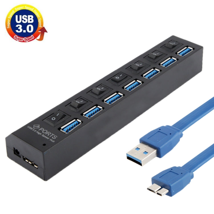 7 Ports USB 3.0 HUB, Super Speed 5Gbps, Plug and Play, Support 1TB(Black) - USB 3.0 HUB by PMC Jewellery | Online Shopping South Africa | PMC Jewellery | Buy Now Pay Later Mobicred