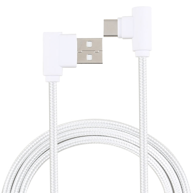 1.2m 2A 90 Copper Wires Woven Elbow USB-C / Type-C 3.1 to USB 2.0 Data / Charger Cable(White) - USB-C & Type-C Cable by PMC TechLife | Online Shopping South Africa | PMC TechLife | Buy Now Pay Later Mobicred