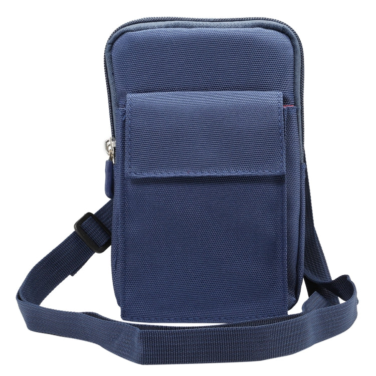 6.4 inch and Below Universal Polyester Men Vertical Style Case Shoulder Carrying Bag with Belt Hole & Climbing Buckle, For iPhone, Samsung, Sony, Huawei, Meizu, Lenovo, ASUS, Oneplus, Xiaomi, Cubot, Ulefone, Letv, DOOGEE, Vkworld, and other (Dark Blue) - More iPhone Cases by PMC Jewellery | Online Shopping South Africa | PMC Jewellery | Buy Now Pay Later Mobicred