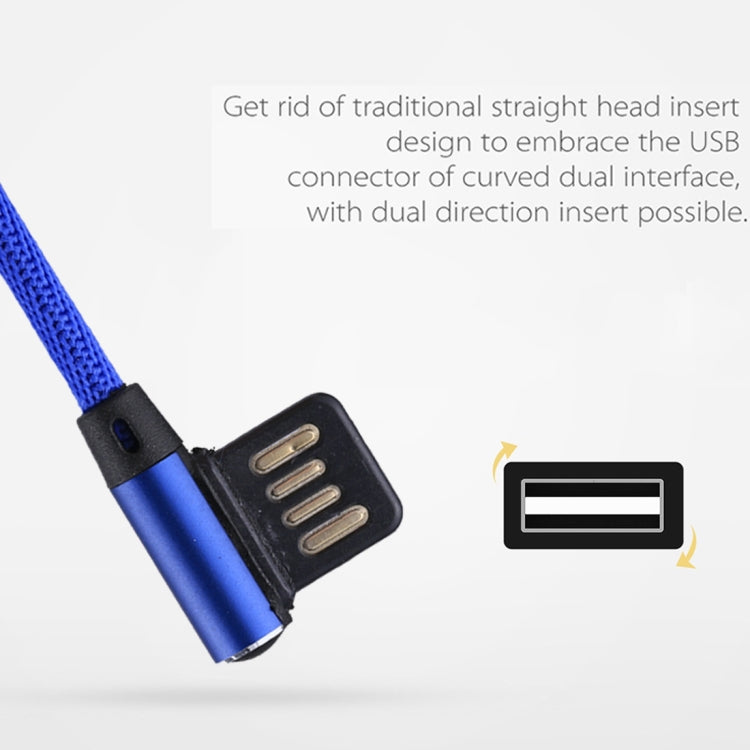 1m 2.4A Output USB to USB-C / Type-C Double Elbow Design Nylon Weave Style Data Sync Charging Cable(Dark Blue) - USB-C & Type-C Cable by PMC TechLife | Online Shopping South Africa | PMC TechLife | Buy Now Pay Later Mobicred