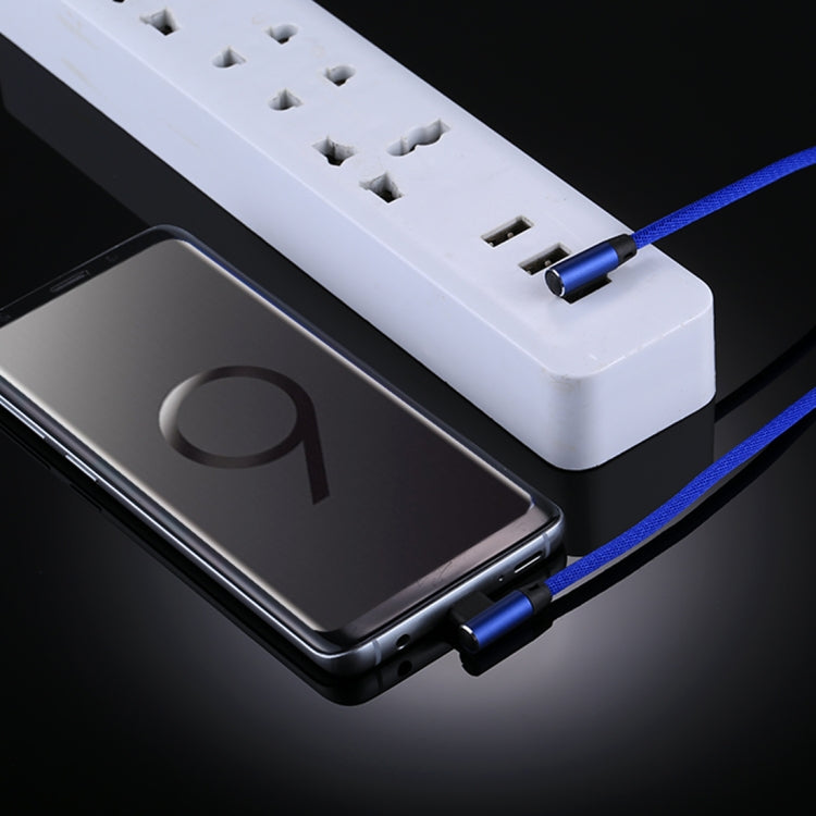 1m 2.4A Output USB to USB-C / Type-C Double Elbow Design Nylon Weave Style Data Sync Charging Cable(Dark Blue) - USB-C & Type-C Cable by PMC TechLife | Online Shopping South Africa | PMC TechLife | Buy Now Pay Later Mobicred