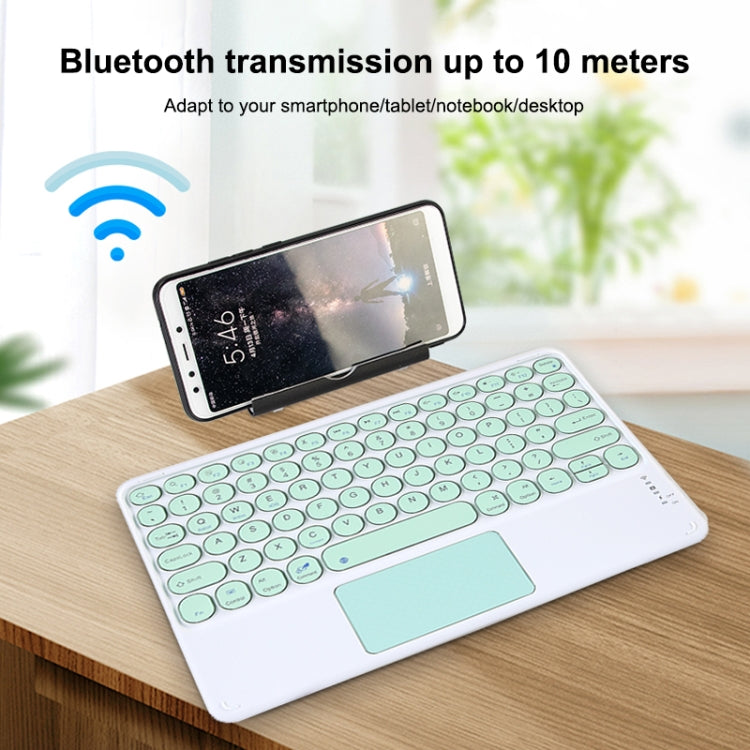 250C 10 inch Universal Tablet Round Keycap Wireless Bluetooth Keyboard with Touch Panel (White) - Universal Keyboard by PMC Jewellery | Online Shopping South Africa | PMC Jewellery