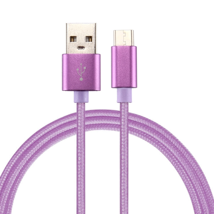 Knit Texture USB to USB-C / Type-C Data Sync Charging Cable, Cable Length: 2m, 3A Output(Purple) - USB-C & Type-C Cable by PMC Jewellery | Online Shopping South Africa | PMC Jewellery | Buy Now Pay Later Mobicred