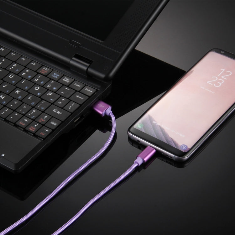 Knit Texture USB to USB-C / Type-C Data Sync Charging Cable, Cable Length: 2m, 3A Output(Purple) - USB-C & Type-C Cable by PMC TechLife | Online Shopping South Africa | PMC TechLife | Buy Now Pay Later Mobicred