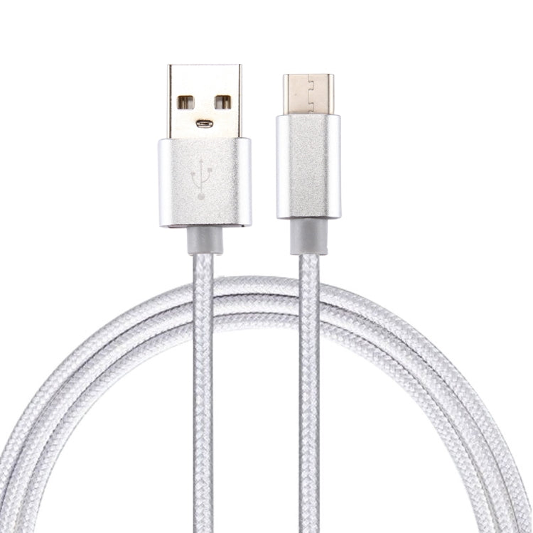 Knit Texture USB to USB-C / Type-C Data Sync Charging Cable, Cable Length: 2m, 3A Output(Silver) - USB-C & Type-C Cable by PMC TechLife | Online Shopping South Africa | PMC TechLife | Buy Now Pay Later Mobicred