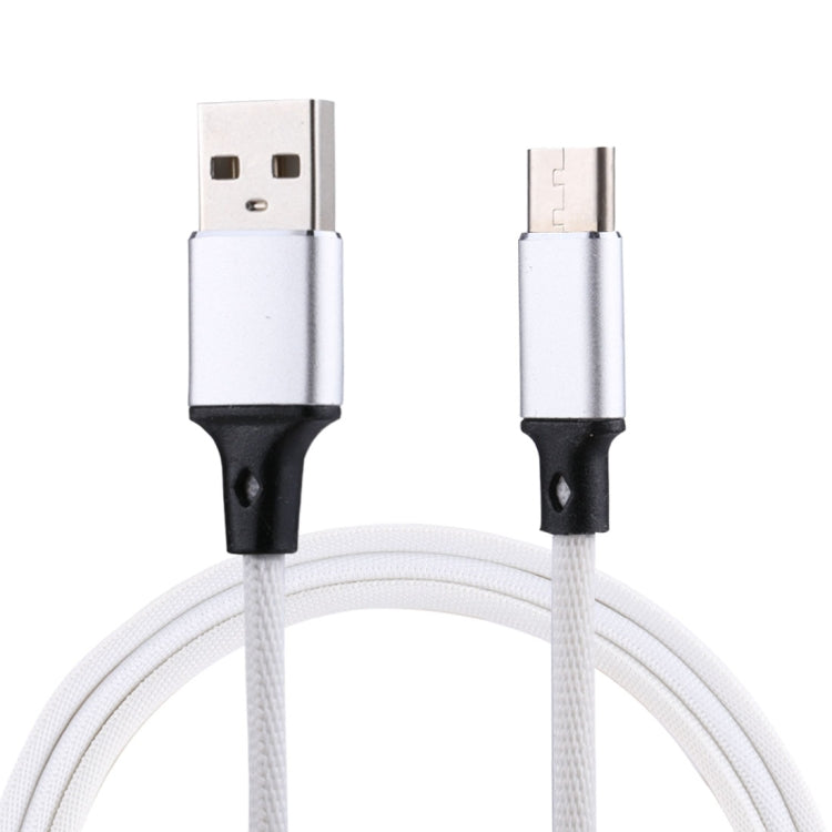 1m 2A Output USB to USB-C / Type-C Nylon Weave Style Data Sync Charging Cable(White) - USB-C & Type-C Cable by PMC TechLife | Online Shopping South Africa | PMC TechLife | Buy Now Pay Later Mobicred