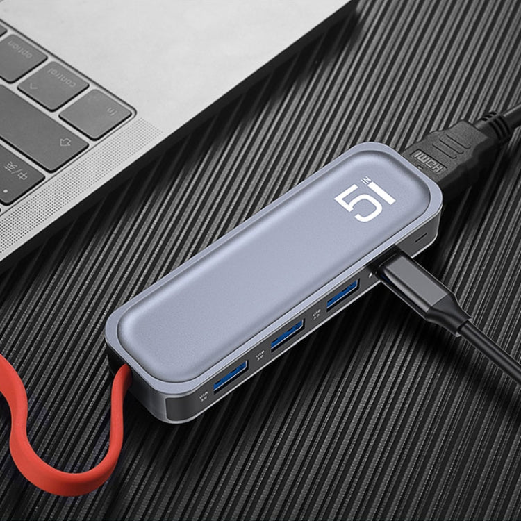 ROCK RT16 5 In 1 Type-C / USB-C to HDMI + 4 USB 3.0 Multi-function Docking Station HUB Converter Expansion Dock - USB HUB by ROCK | Online Shopping South Africa | PMC Jewellery | Buy Now Pay Later Mobicred