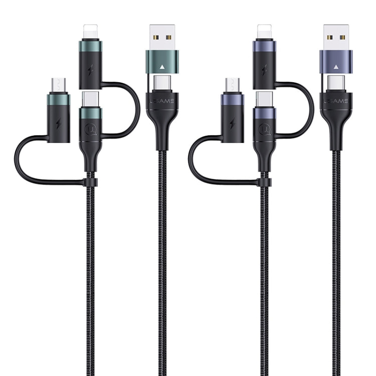 USAMS US-SJ547 U62 USB + Type-C / USB-C toType-C / USB-C + 8 Pin + Micro Aluminum Alloy PD Fast Charging Data Cable, Length: 1.2m(Black) - Multifunction Cable by USAMS | Online Shopping South Africa | PMC Jewellery | Buy Now Pay Later Mobicred