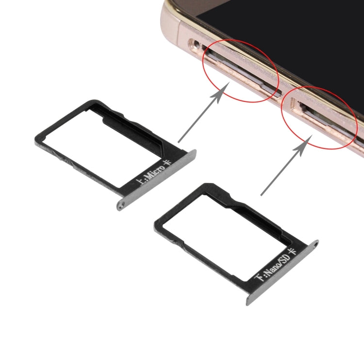 For Huawei Mate 7 SIM Card Tray and Micro SD Card Tray(Grey) - Card Socket by PMC TechLife | Online Shopping South Africa | PMC TechLife