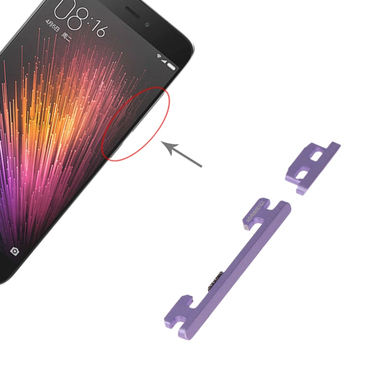 Power Button and Volume Control Button for Xiaomi Mi 5(Purple) - Home key & Side Key by PMc TechLife | Online Shopping South Africa | PMc TechLife | Buy Now Pay Later Mobicred