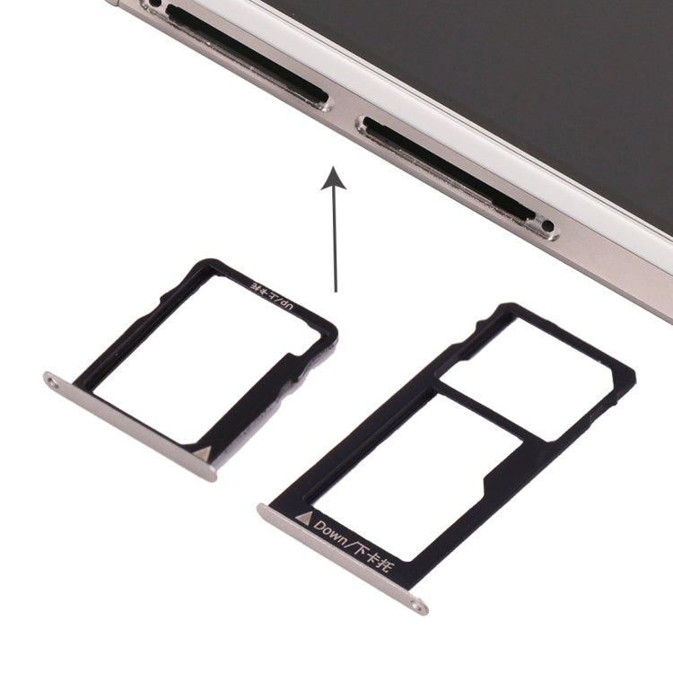 For Huawei Honor 5X / GR5 Micro SIM Card Tray + Nano SIM & Micro SD Card Tray(Silver) - Card Socket by PMc TechLife | Online Shopping South Africa | PMc TechLife | Buy Now Pay Later Mobicred