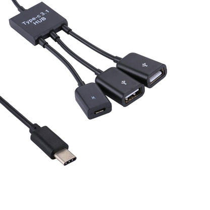 Portable USB-C / Type-C Male to Dual USB Ports Female + Micro USB Female Mini Cable Hub Splitter Adapter - USB HUB by PMC Jewellery | Online Shopping South Africa | PMC Jewellery | Buy Now Pay Later Mobicred