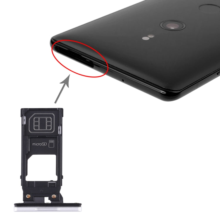 SIM Card Tray + Micro SD Card Tray for Sony Xperia XZ3(White) - Card Tray by PMc TechLife | Online Shopping South Africa | PMc TechLife | Buy Now Pay Later Mobicred