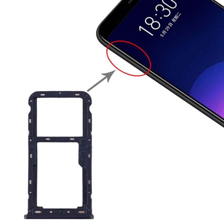 For Meizu M6T SIM Card Tray + SIM / Micro SD Card Tray (Blue) - For Meizu by PMc TechLife | Online Shopping South Africa | PMc TechLife | Buy Now Pay Later Mobicred