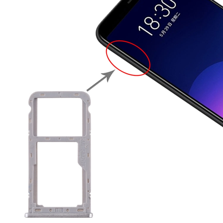 For Meizu M6T SIM Card Tray + SIM / Micro SD Card Tray (Silver) - For Meizu by PMc TechLife | Online Shopping South Africa | PMc TechLife | Buy Now Pay Later Mobicred