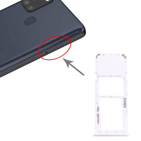 For Samsung Galaxy A21s SIM Card Tray + Micro SD Card Tray (White) - Galaxy A Series Parts by PMC Jewellery | Online Shopping South Africa | PMC Jewellery | Buy Now Pay Later Mobicred