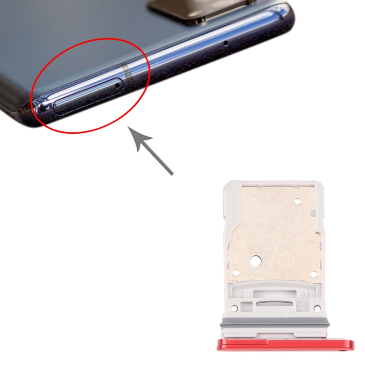 For Samsung Galaxy S20 FE 5G SM-G781B SIM Card Tray + Micro SD Card Tray (Red) - free shipping - PMc TechLife - Order now!