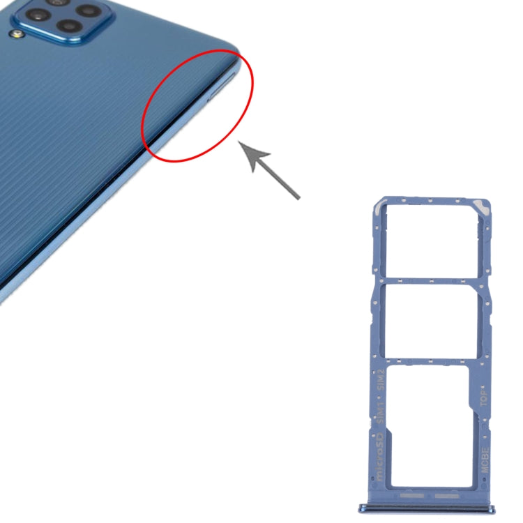 For Samsung Galaxy M32 5G SM-M326B Original SIM Card Tray + SIM Card Tray + Micro SD card tray (Blue) - Card Socket by PMC Jewellery | Online Shopping South Africa | PMC Jewellery | Buy Now Pay Later Mobicred
