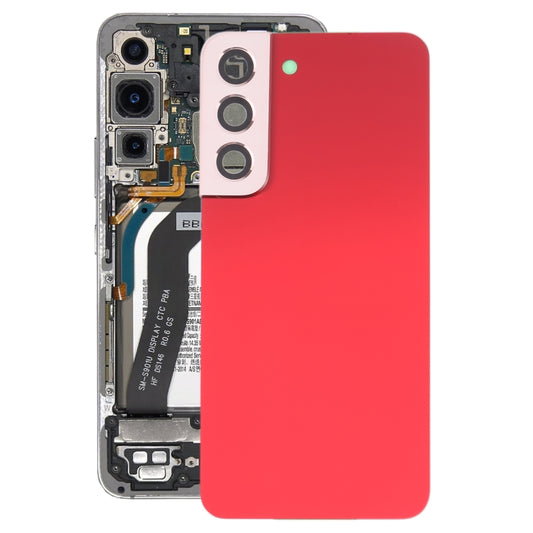 For Samsung Galaxy S22 5G SM-S901B Battery Back Cover with Camera Lens Cover (Red) - Back Cover by PMC Jewellery | Online Shopping South Africa | PMC Jewellery | Buy Now Pay Later Mobicred