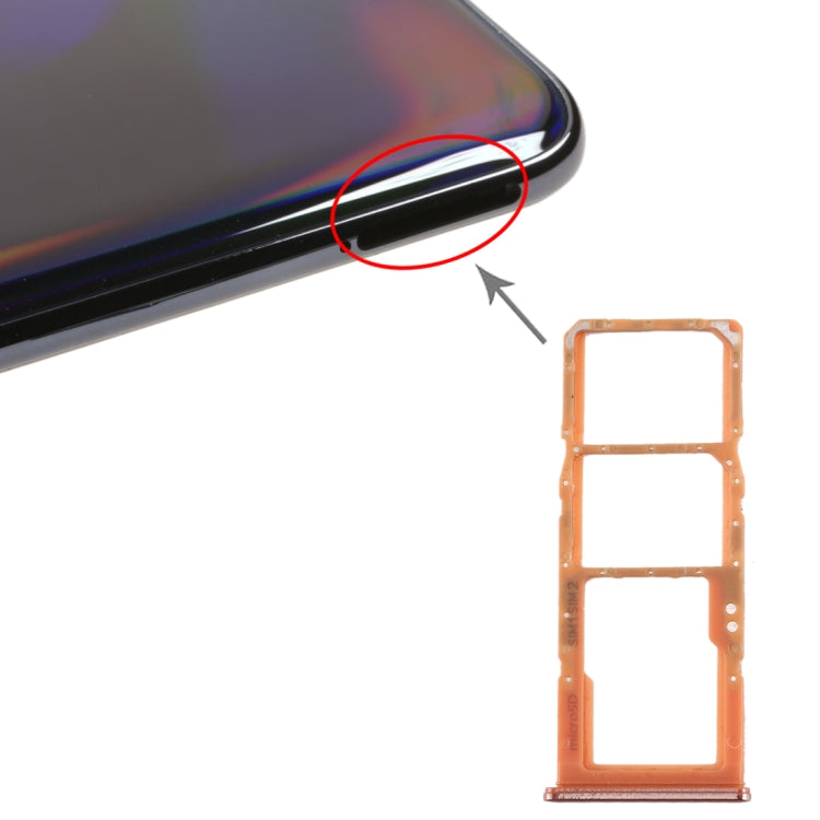 For Galaxy A70 SIM Card Tray + SIM Card Tray + Micro SD Card Tray (Orange) - free shipping - PMc TechLife - Order now!