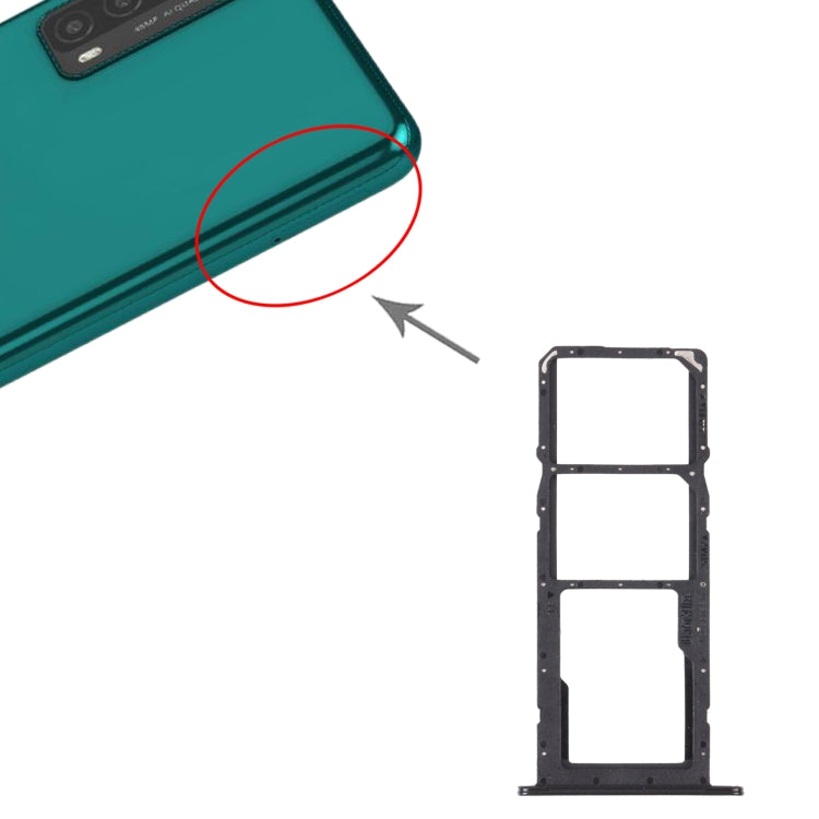 SIM Card Tray + SIM Card Tray + Micro SD Card Tray for Huawei Y7a (Black) - Card Socket by PMc TechLife | Online Shopping South Africa | PMc TechLife | Buy Now Pay Later Mobicred