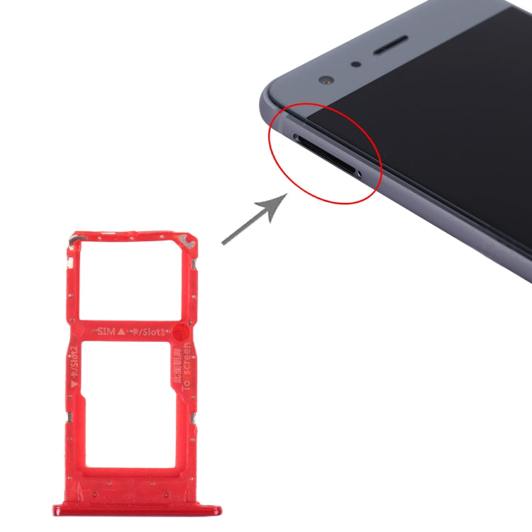 SIM Card Tray + SIM Card Tray / Micro SD Card Tray for Honor 9S (Red) - Card Socket by PMc TechLife | Online Shopping South Africa | PMc TechLife | Buy Now Pay Later Mobicred