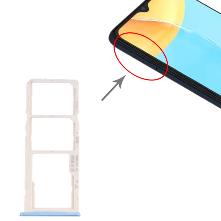 For OPPO A35 CPH2179  SIM Card Tray + SIM Card Tray + Micro SD Card Tray (Blue) - Card Tray by PMc TechLife | Online Shopping South Africa | PMc TechLife | Buy Now Pay Later Mobicred