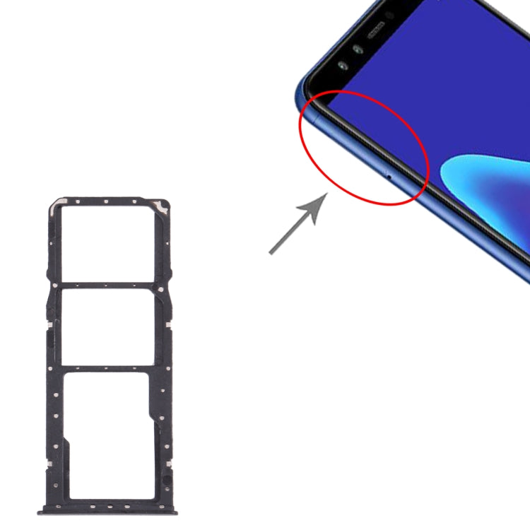 SIM Card Tray + SIM Card Tray + Micro SD Card Tray for Huawei Y9 (2018) (Black) - Card Socket by PMc TechLife | Online Shopping South Africa | PMc TechLife | Buy Now Pay Later Mobicred