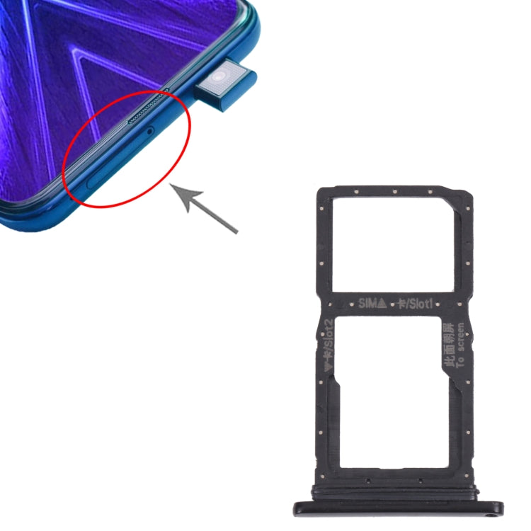 SIM Card Tray + SIM Card Tray / Micro SD Card Tray for Honor 9X (Black) - Card Socket by PMc TechLife | Online Shopping South Africa | PMc TechLife | Buy Now Pay Later Mobicred