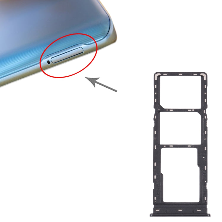 For Tecno Spark 7 Pro SIM Card Tray + SIM Card Tray + Micro SD Card Tray (Black) - Card Tray by PMc TechLife | Online Shopping South Africa | PMc TechLife | Buy Now Pay Later Mobicred