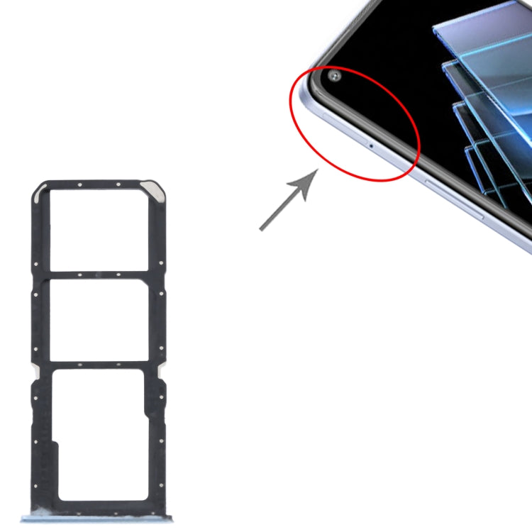 For OPPO K9x SIM Card Tray + SIM Card Tray + Micro SD Card Tray (Blue) - Card Socket by PMc TechLife | Online Shopping South Africa | PMc TechLife | Buy Now Pay Later Mobicred
