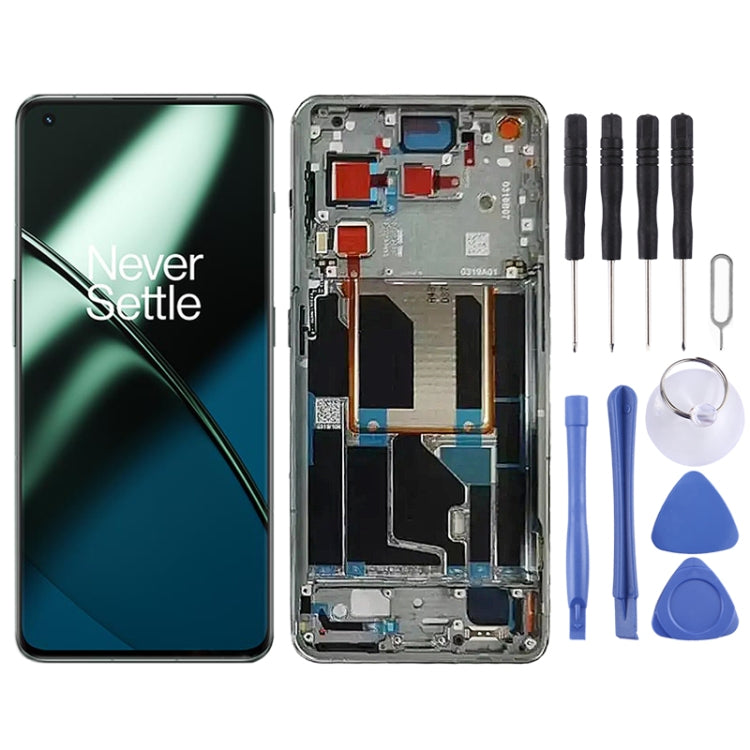 For OnePlus 11 PHB110 CPH2449 CPH2447 Original AMOLED LCD Screen Digitizer Full Assembly with Frame (Green) - LCD Screen by PMC Jewellery | Online Shopping South Africa | PMC Jewellery | Buy Now Pay Later Mobicred