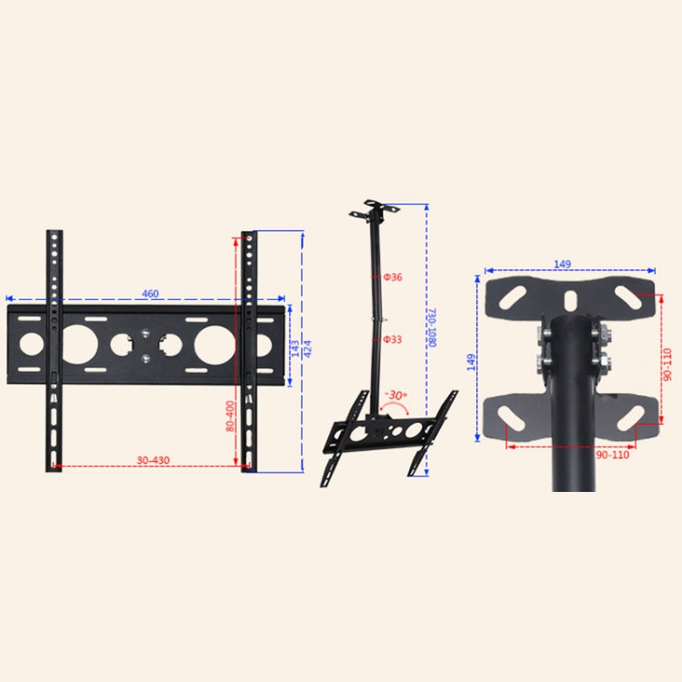 26-60 inch Universal Height & Angle Adjustable Single Screen TV Wall-mounted Ceiling Dual-use Bracket, Retractable Range: 0.5-1m - TV Brackets & Mounts by PMC Jewellery | Online Shopping South Africa | PMC Jewellery | Buy Now Pay Later Mobicred