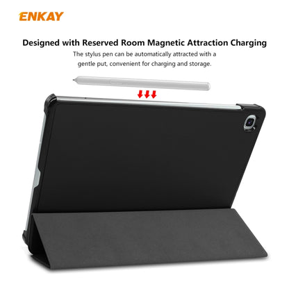 For Samsung Galaxy Tab S6 Lite P610 / P615 / Tab S6 Lite 2022 / P613 / P619 ENKAY 3-Fold Plastic Leather Smart Tablet Case(Black) - Tab S6 Lite P610 / P615 by ENKAY | Online Shopping South Africa | PMC Jewellery