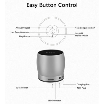 EWA A150 Portable Mini Bluetooth Speaker Wireless Hifi Stereo Strong Bass Music Boom Box Metal Subwoofer, Support Micro SD Card & 3.5mm AUX(Silver) - Desktop Speaker by EWA | Online Shopping South Africa | PMC Jewellery | Buy Now Pay Later Mobicred