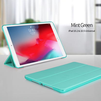 Three-folding Surface PU Leather TPU Matte Soft Bottom Case with Holder & Sleep / Wake-up Function For iPad 10.2 2021 / 2020 / 2019 / iPad Pro 10.5 inch(Mint Green) - iPad 10.2 Cases by PMC Jewellery | Online Shopping South Africa | PMC Jewellery