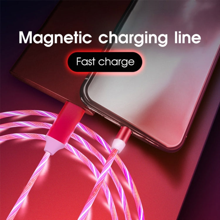 2 in 1 USB to 8 Pin + Micro USB Magnetic Suction Colorful Streamer Mobile Phone Charging Cable, Length: 1m(Red Light) - 2 in 1 Cable by PMC Jewellery | Online Shopping South Africa | PMC Jewellery | Buy Now Pay Later Mobicred