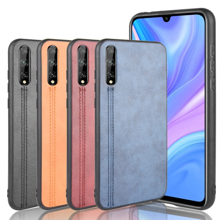 For Huawei P Smart S Shockproof Sewing Cow Pattern Skin PC + PU + TPU Case(Blue) - Huawei Cases by PMC TechLife | Online Shopping South Africa | PMC TechLife