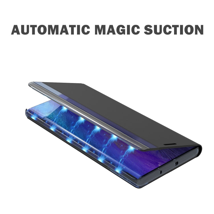 For Samsung Galaxy Note20 Plain Texture Cloth Attraction Flip Holder Leather Phone Case(Silver) - Galaxy Note20 Cases by PMC TechLife | Online Shopping South Africa | PMC TechLife