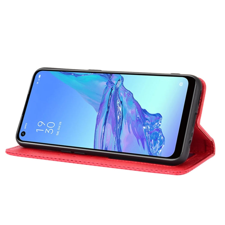 For OPPO A53 2020 / A53S 2020 / A33  Magnetic Buckle Retro Crazy Horse Texture Horizontal Flip Leather Case with Holder & Card Slots & Photo Frame(Red) - OPPO Cases by PMC Jewellery | Online Shopping South Africa | PMC Jewellery | Buy Now Pay Later Mobicred